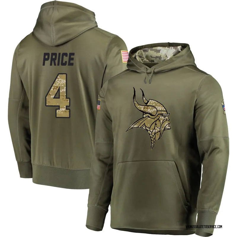 Men's Myles Price Minnesota Vikings Olive Salute to Service Pullover Hoodie