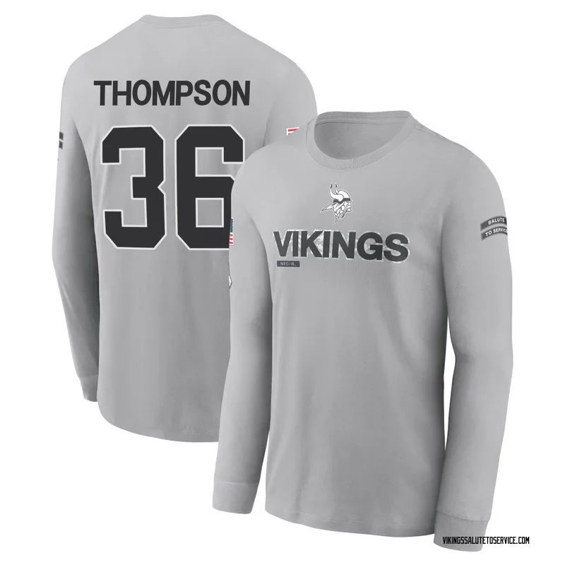Men's NaJee Thompson Minnesota Vikings Gray 2024 Salute to Service Long Sleeve T-Shirt