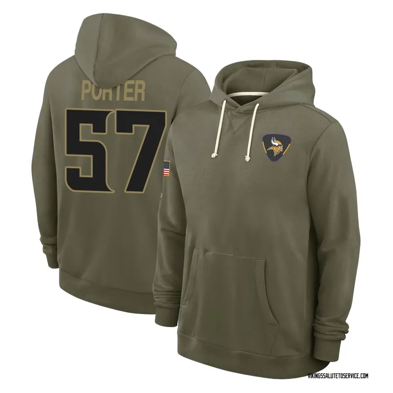 Men's Owen Porter Minnesota Vikings Olive 2025 Salute to Service Hoodie