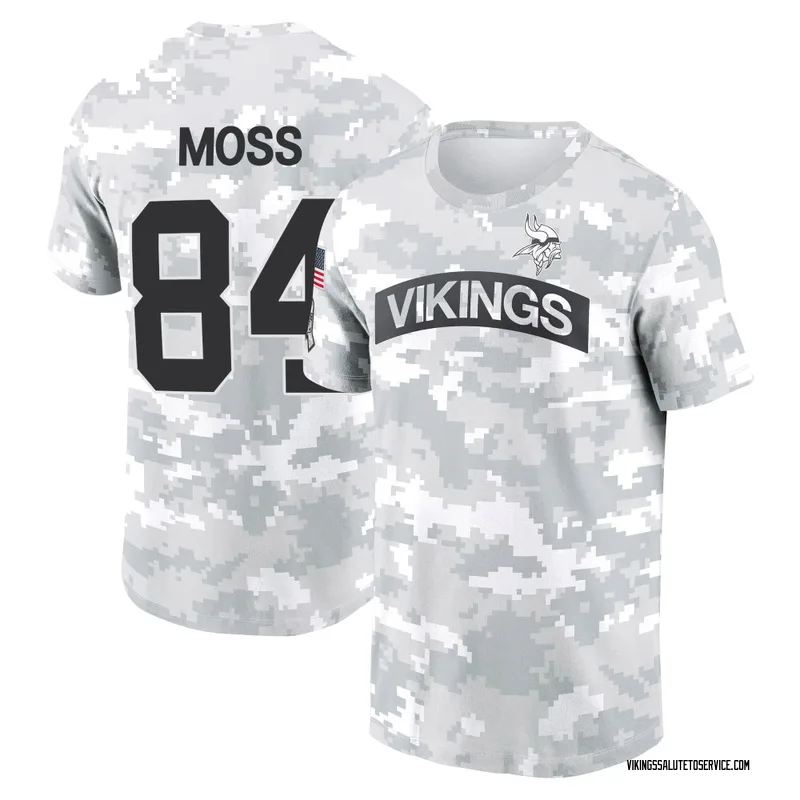 Men's Randy Moss Minnesota Vikings Camo Arctic 2024 Salute to Service Performance T-Shirt
