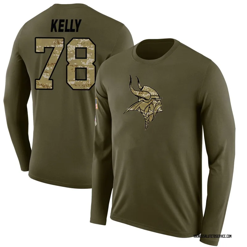 Men's Ryan Kelly Minnesota Vikings Legend Olive Salute to Service Sideline Long Sleeve T-Shirt