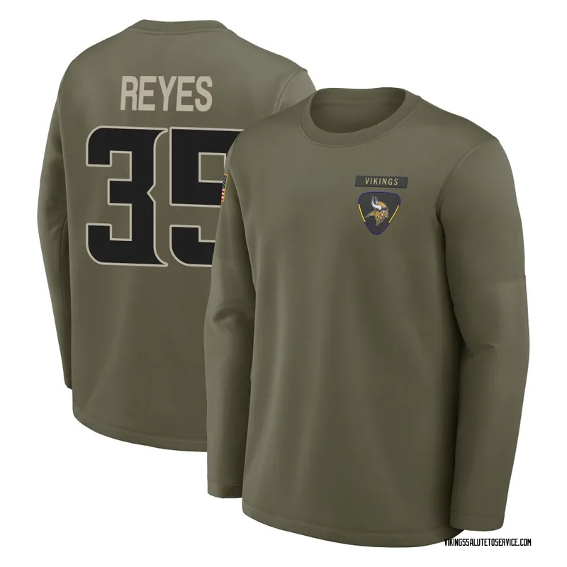 Men's Sammis Reyes Minnesota Vikings Olive 2025 Salute to Service Sideline Coaches Long Sleeve T-Shirt