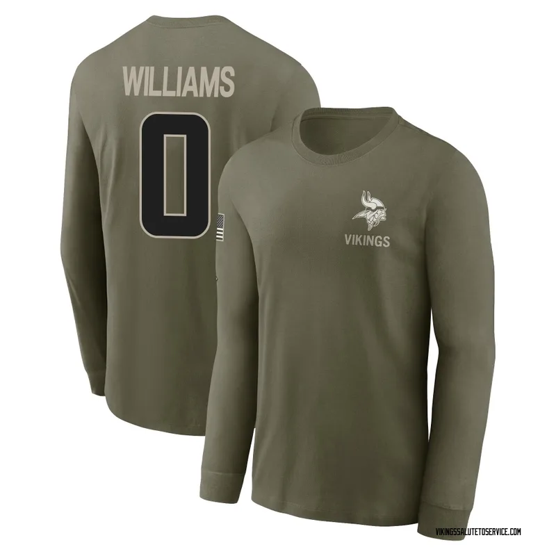 Men's Scooby Williams Minnesota Vikings Olive 2025 Salute to Service Sideline Long Sleeve T-Shirt