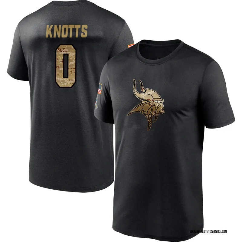 Men's Shaleak Knotts Minnesota Vikings Black 2020 Salute To Service Performance T-Shirt