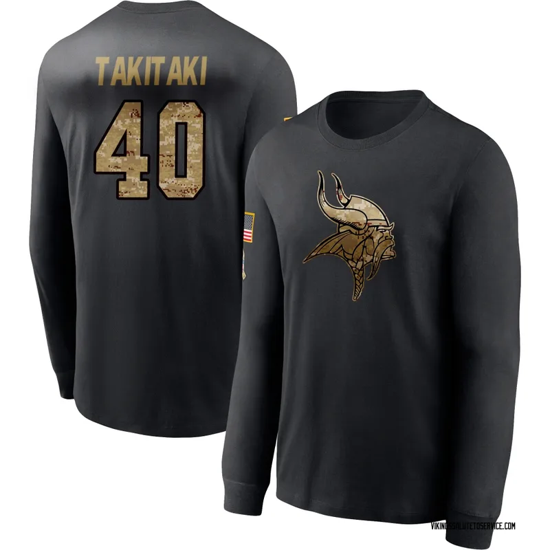 Men's Sione Takitaki Minnesota Vikings Black 2020 Salute To Service Sideline Performance Long Sleeve T-Shirt