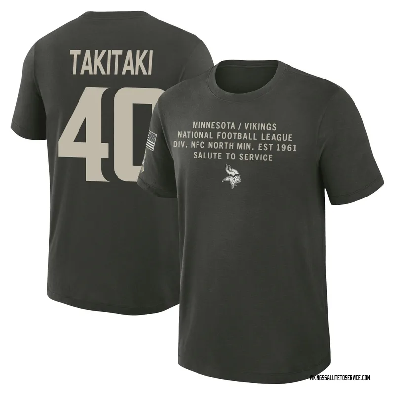 Men's Sione Takitaki Minnesota Vikings Green Dark/ 2025 Salute to Service Sideline Slub T-Shirt