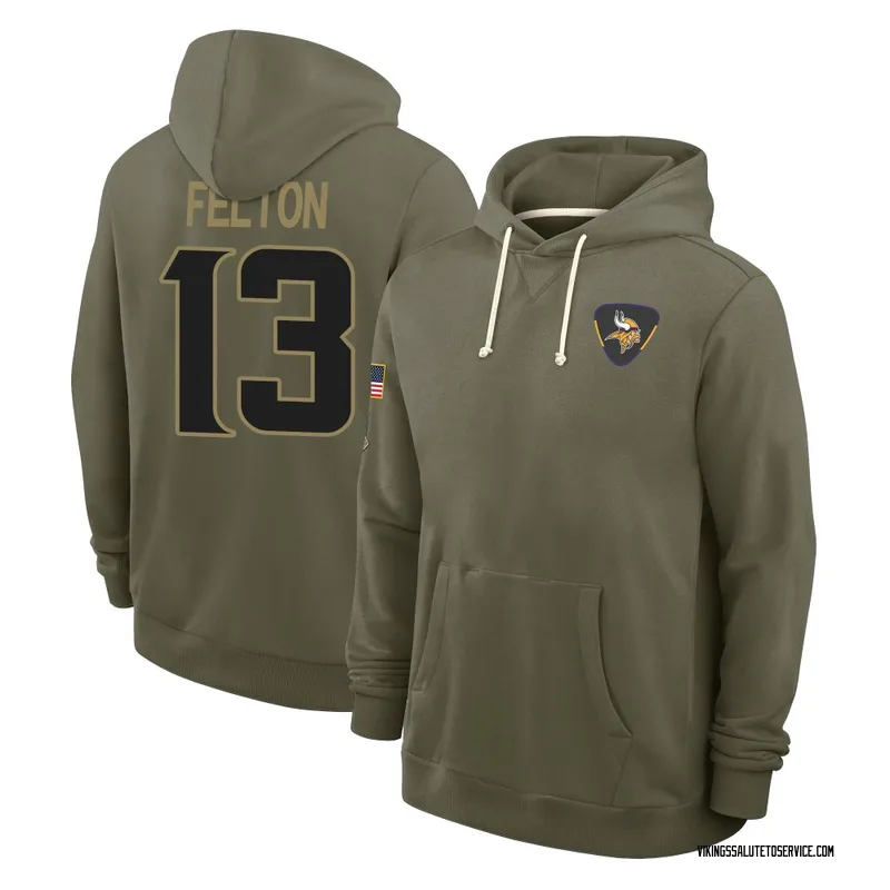 Men's Tai Felton Minnesota Vikings Olive 2025 Salute to Service Hoodie