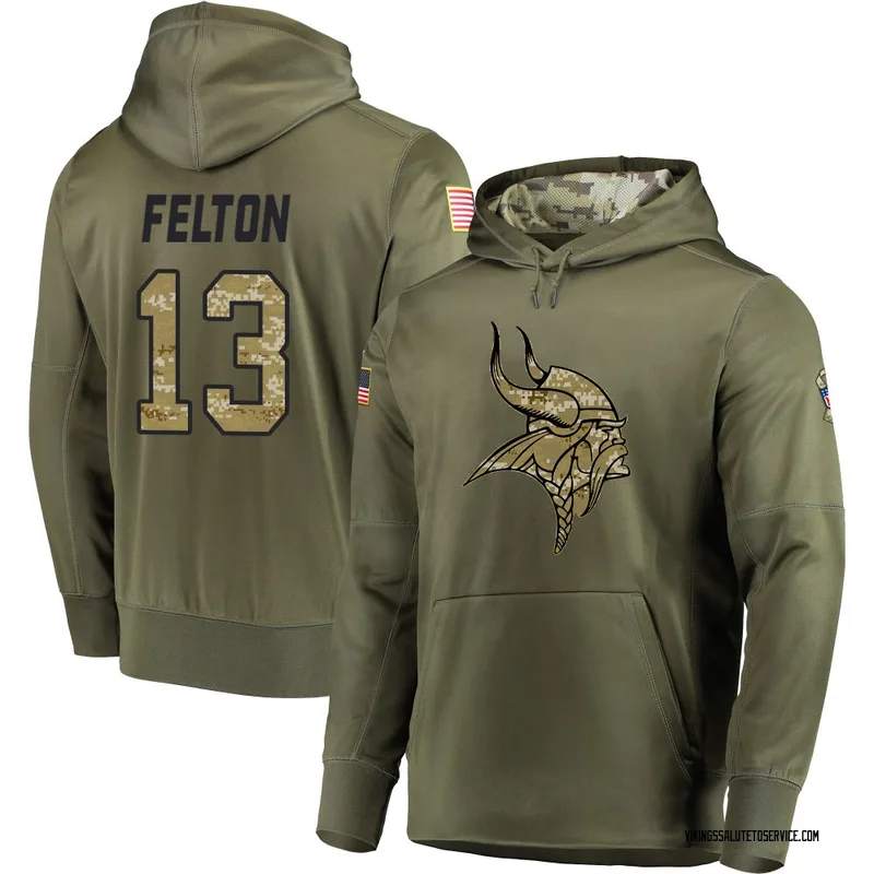 Men's Tai Felton Minnesota Vikings Olive Salute to Service Pullover Hoodie