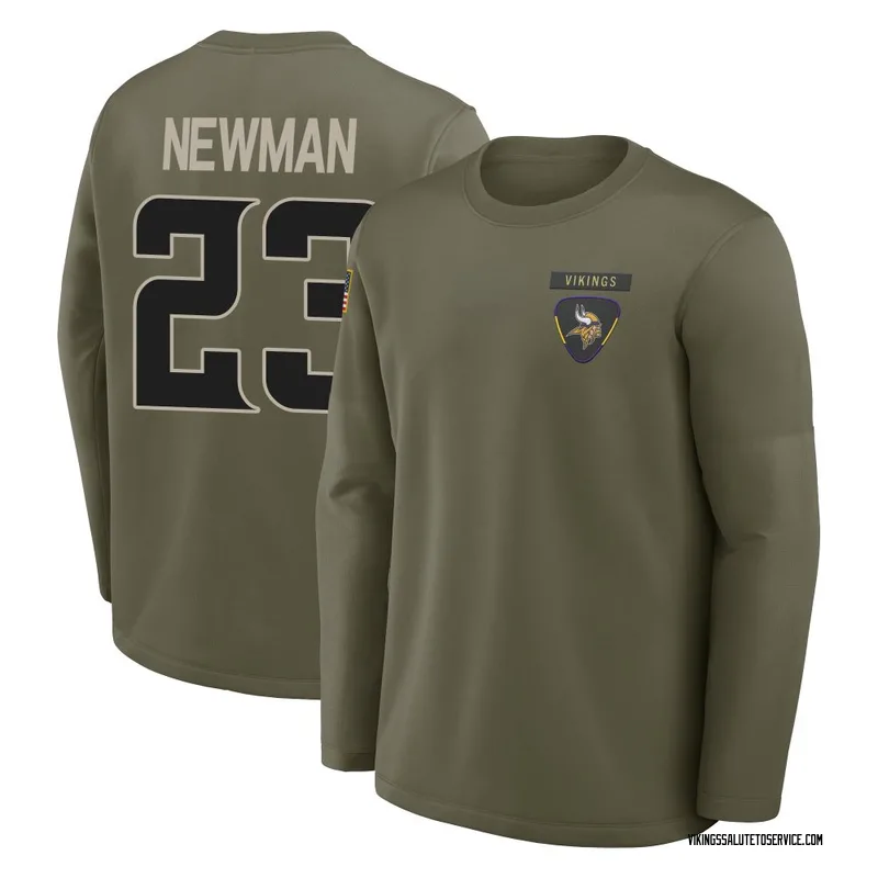 Men's Terence Newman Minnesota Vikings Olive 2025 Salute to Service Sideline Coaches Long Sleeve T-Shirt
