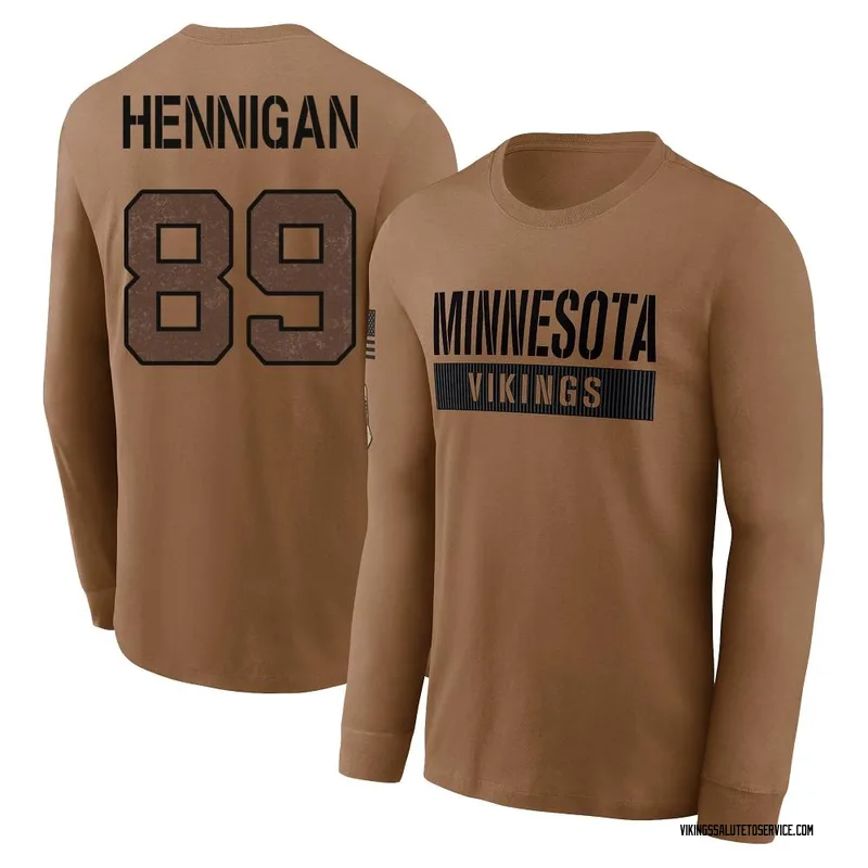 Men's Thomas Hennigan Minnesota Vikings Brown 2023 Salute To Service Long Sleeve T-Shirt