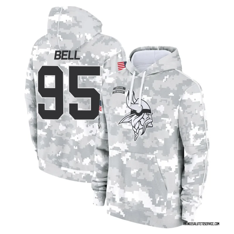 Men's Travis Bell Minnesota Vikings Camo Arctic 2024 Salute to Service Club Fleece Pullover Hoodie