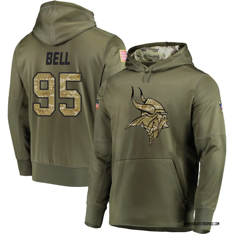 Men's Travis Bell Minnesota Vikings Olive Salute to Service Pullover Hoodie