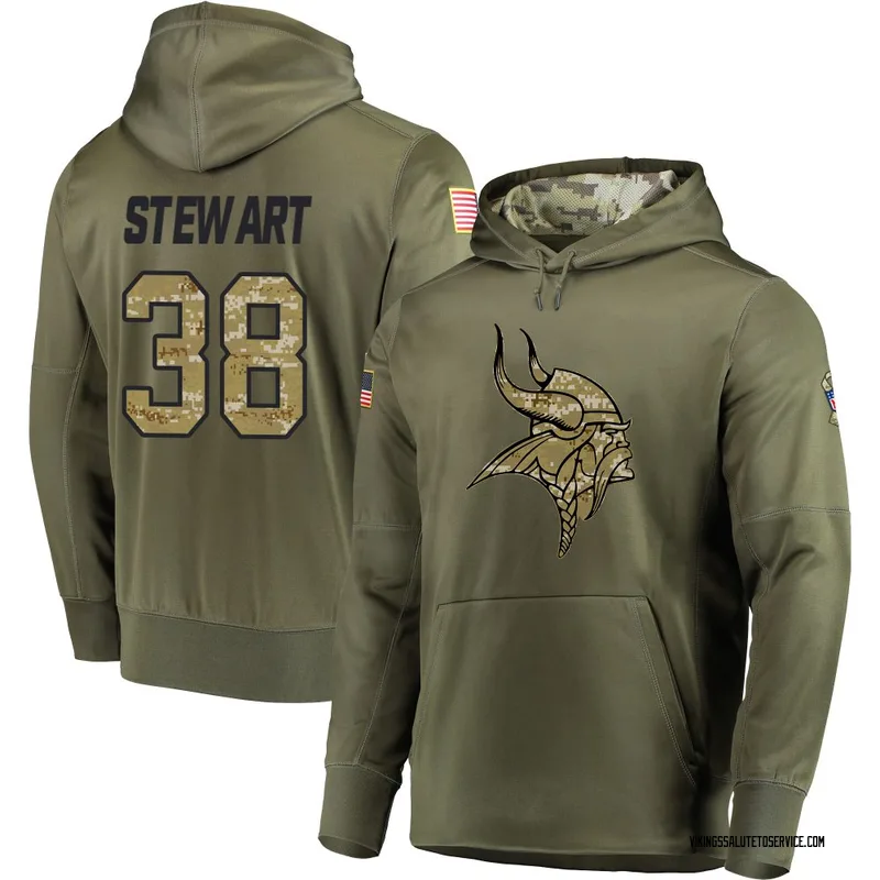 Men's Tre Stewart Minnesota Vikings Olive Salute to Service Pullover Hoodie