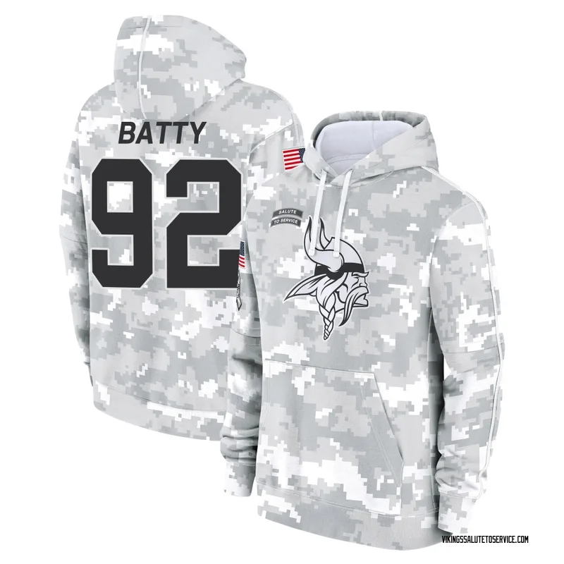 Men's Tyler Batty Minnesota Vikings Camo Arctic 2024 Salute to Service Club Fleece Pullover Hoodie