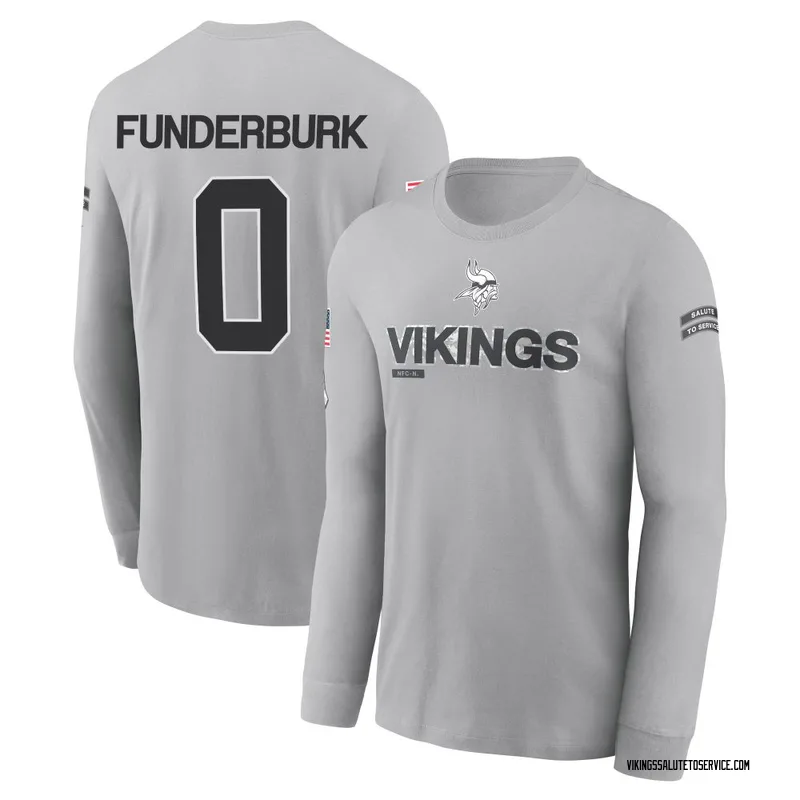 Men's Tyrek Funderburk Minnesota Vikings Gray 2024 Salute to Service Long Sleeve T-Shirt