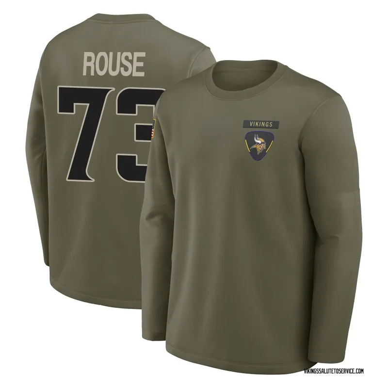 Men's Walter Rouse Minnesota Vikings Olive 2025 Salute to Service Sideline Coaches Long Sleeve T-Shirt