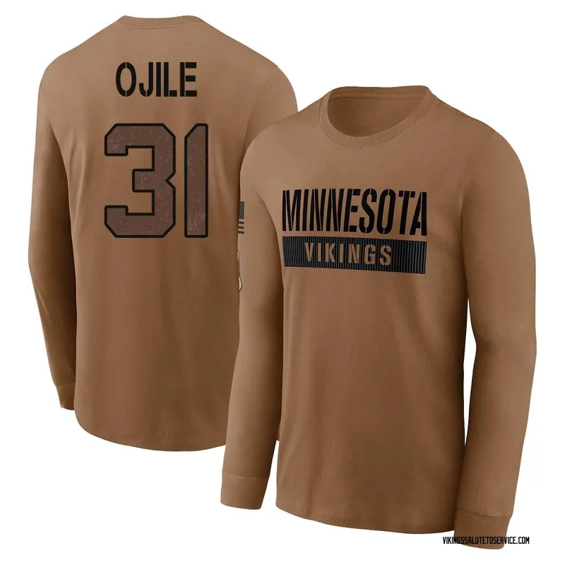 Men's Zach Ojile Minnesota Vikings Brown 2023 Salute To Service Long Sleeve T-Shirt