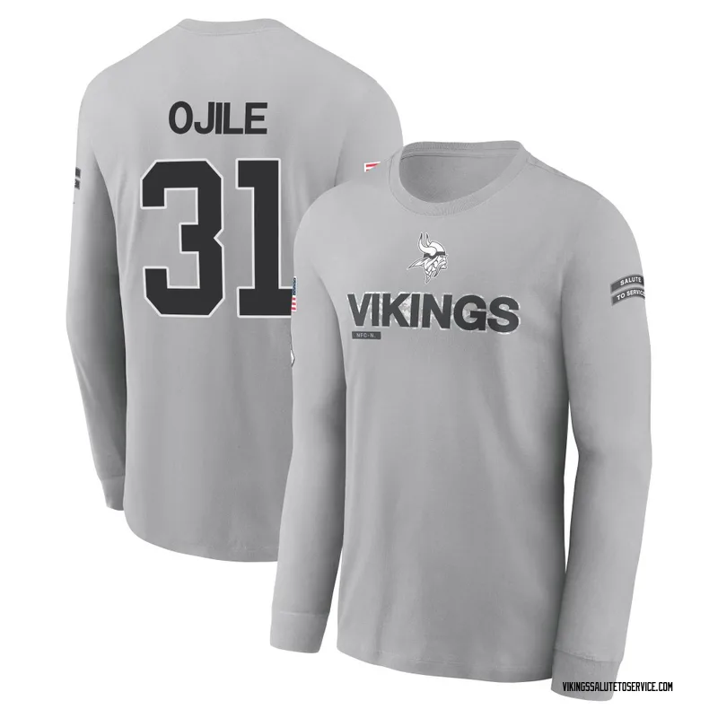 Men's Zach Ojile Minnesota Vikings Gray 2024 Salute to Service Long Sleeve T-Shirt