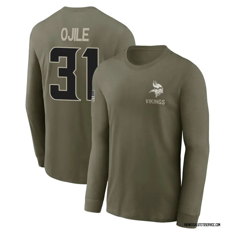 Men's Zach Ojile Minnesota Vikings Olive 2025 Salute to Service Sideline Long Sleeve T-Shirt