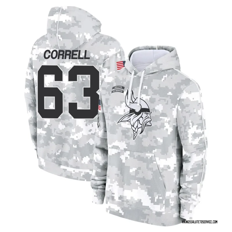 Men's Zeke Correll Minnesota Vikings Camo Arctic 2024 Salute to Service Club Fleece Pullover Hoodie