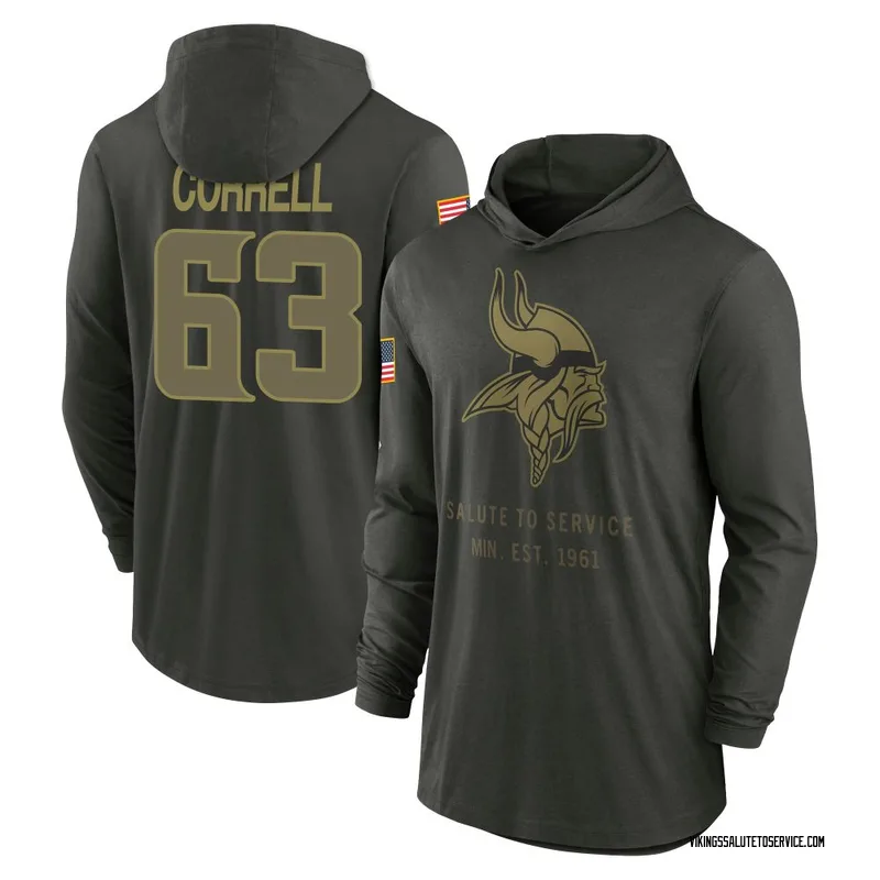 Men's Zeke Correll Minnesota Vikings Green Forest/ 2025 Salute to Service Sideline Lightweight Hooded Pullover Long Sleeve T-Shi
