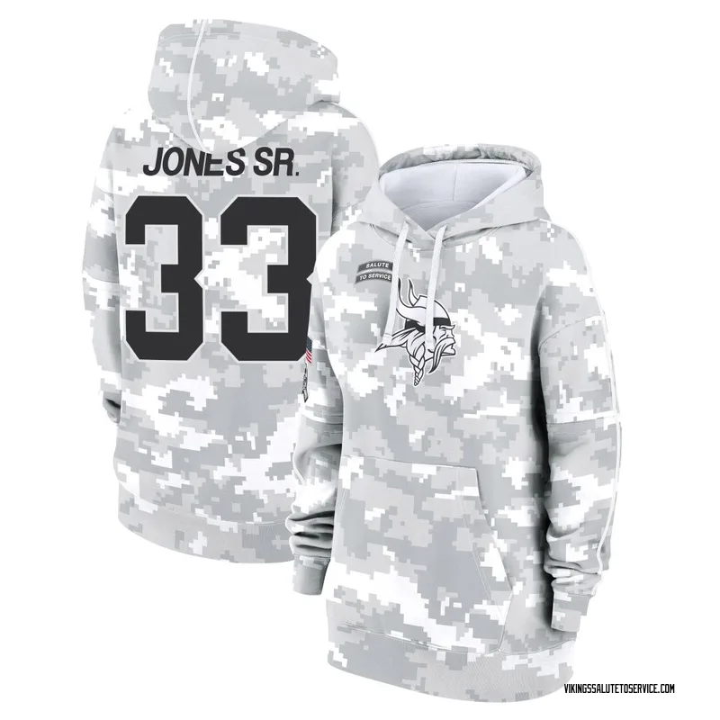 Women's Aaron Jones Sr. Minnesota Vikings Camo Arctic 2024 Salute to Service Club Fleece Pullover Hoodie