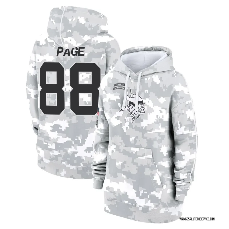 Women's Alan Page Minnesota Vikings Camo Arctic 2024 Salute to Service Club Fleece Pullover Hoodie