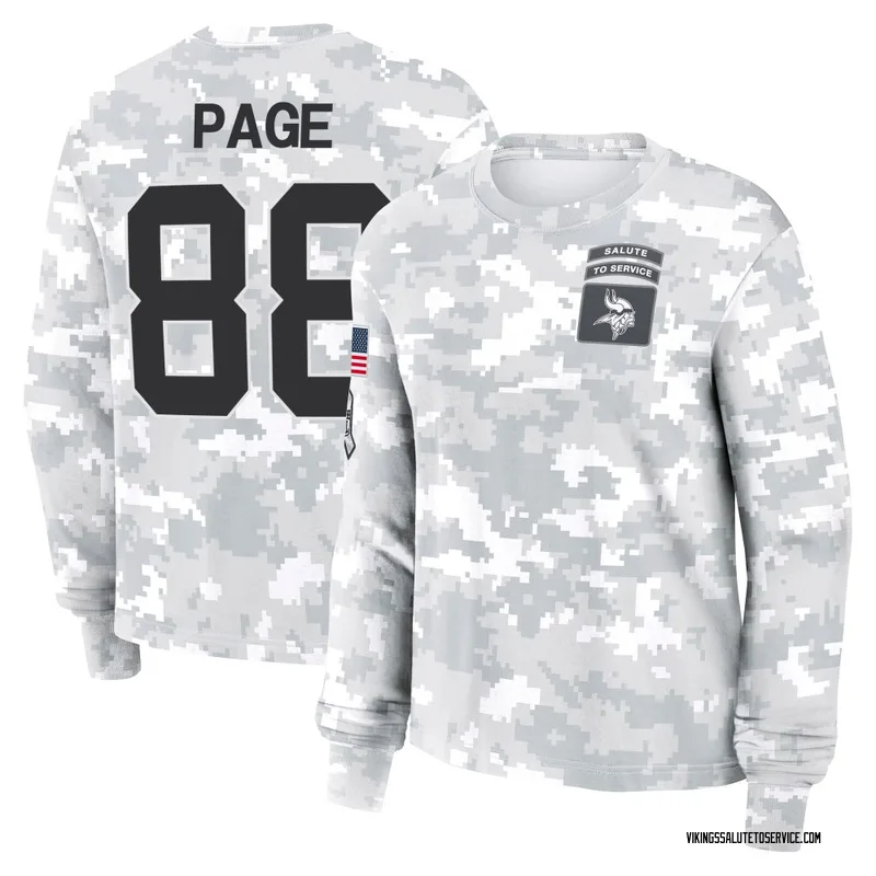 Women's Alan Page Minnesota Vikings Camo Arctic 2024 Salute to Service Long Sleeve T-Shirt