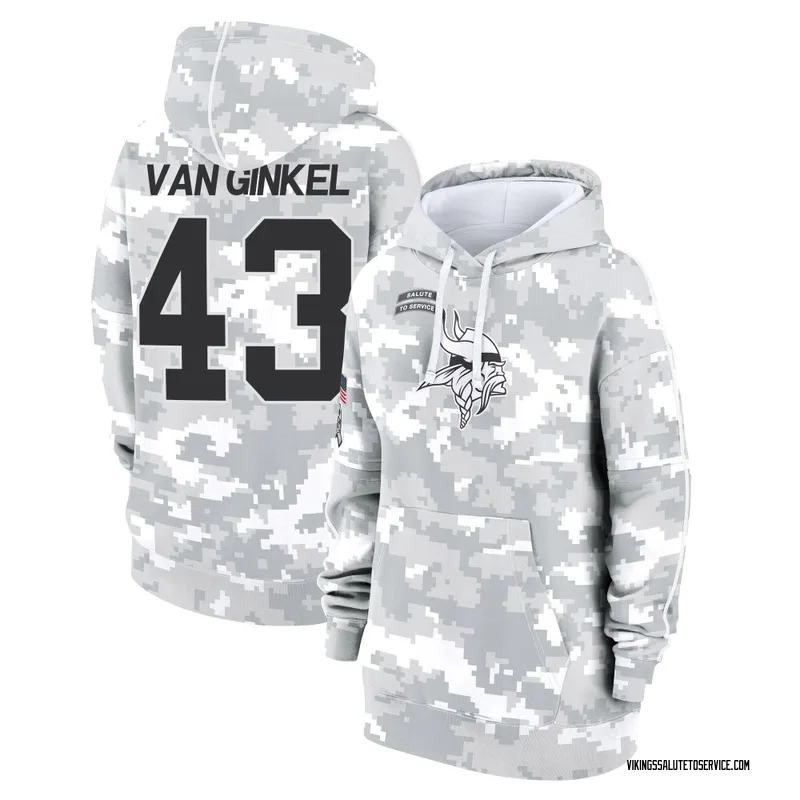 Women's Andrew Van Ginkel Minnesota Vikings Camo Arctic 2024 Salute to Service Club Fleece Pullover Hoodie