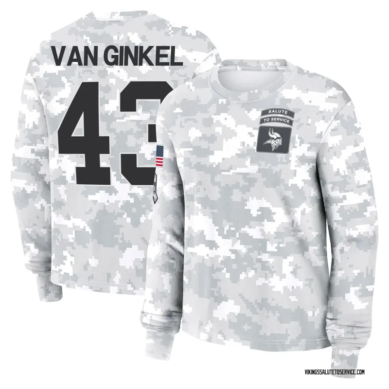 Women's Andrew Van Ginkel Minnesota Vikings Camo Arctic 2024 Salute to Service Long Sleeve T-Shirt