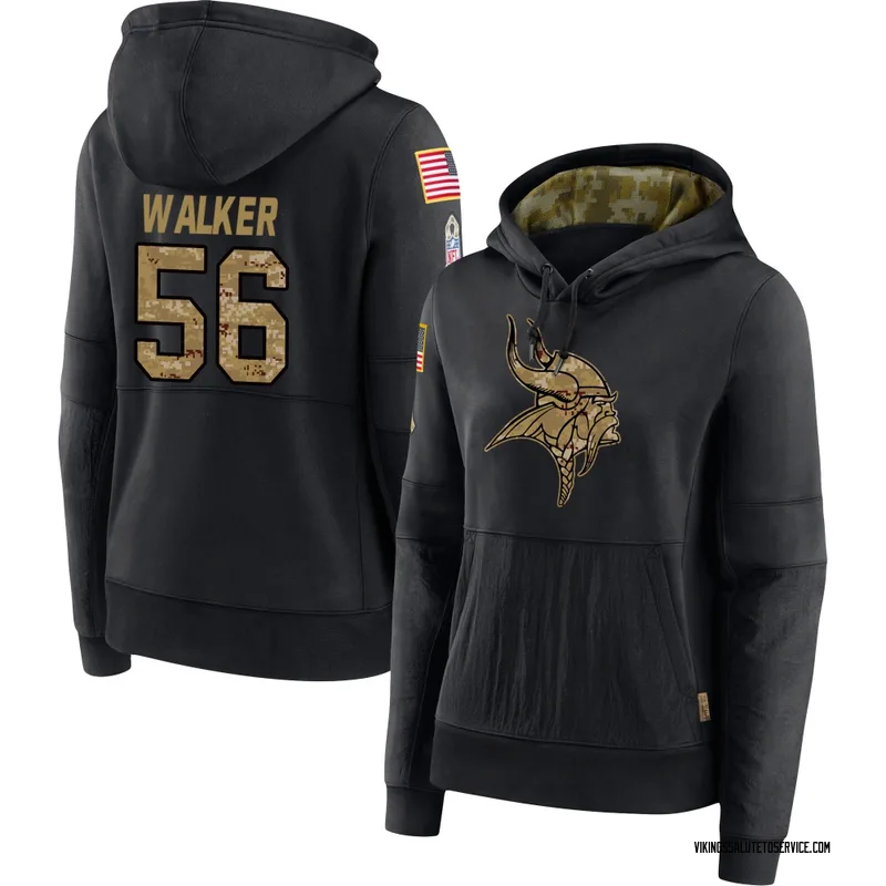 Women's Arden Walker Minnesota Vikings Black 2020 Salute to Service Sideline Performance Pullover Hoodie