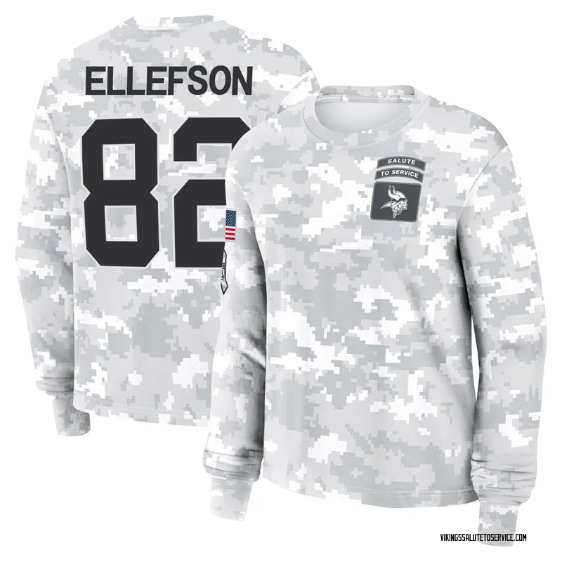 Women's Ben Ellefson Minnesota Vikings Camo Arctic 2024 Salute to Service Long Sleeve T-Shirt