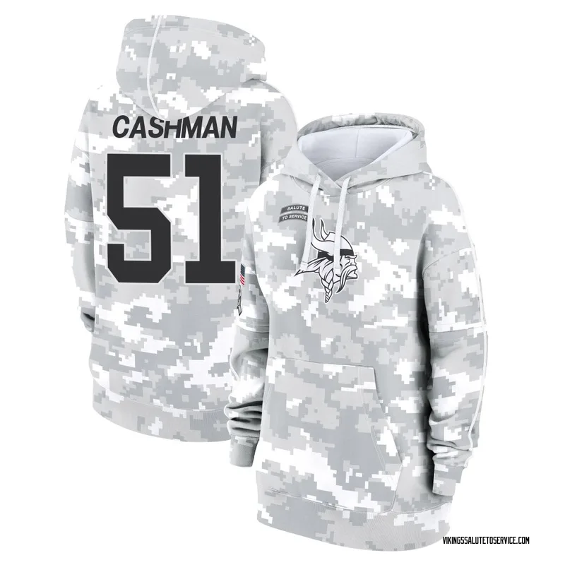Women's Blake Cashman Minnesota Vikings Camo Arctic 2024 Salute to Service Club Fleece Pullover Hoodie
