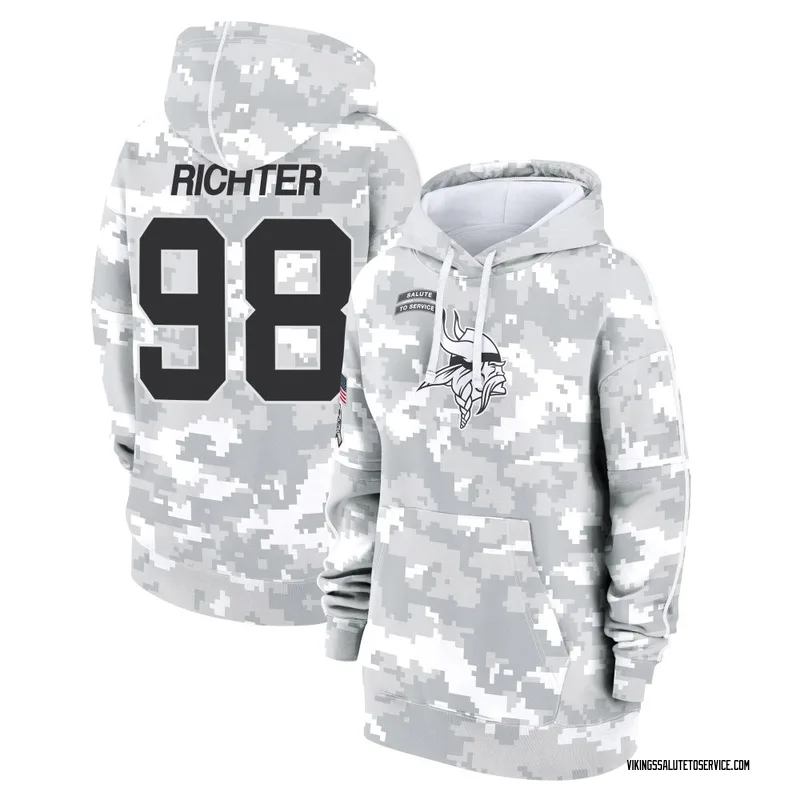Women's Bo Richter Minnesota Vikings Camo Arctic 2024 Salute to Service Club Fleece Pullover Hoodie