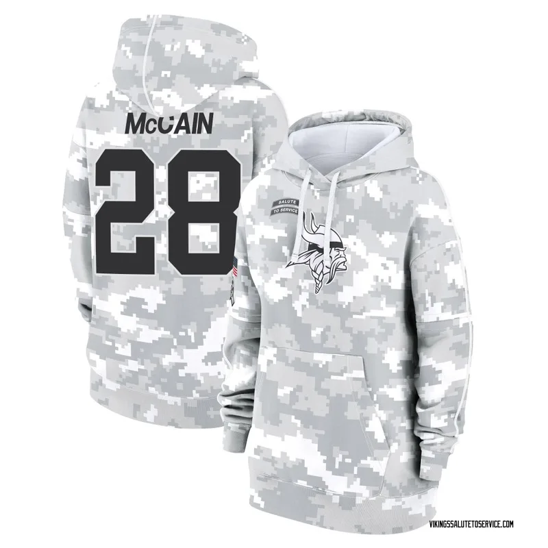 Women's Bobby McCain Minnesota Vikings Camo Arctic 2024 Salute to Service Club Fleece Pullover Hoodie