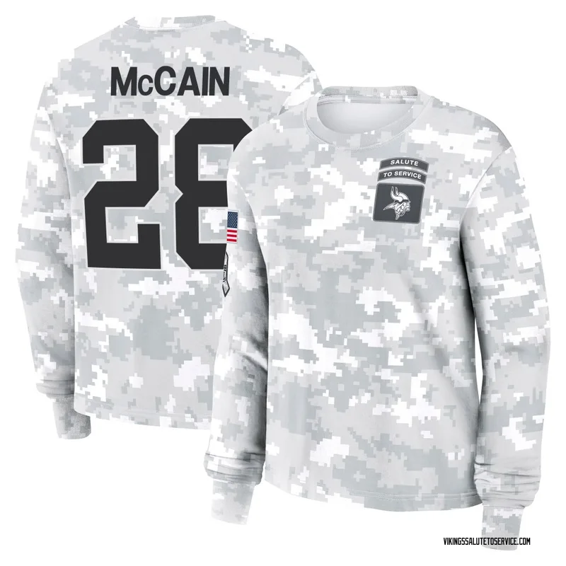 Women's Bobby McCain Minnesota Vikings Camo Arctic 2024 Salute to Service Long Sleeve T-Shirt
