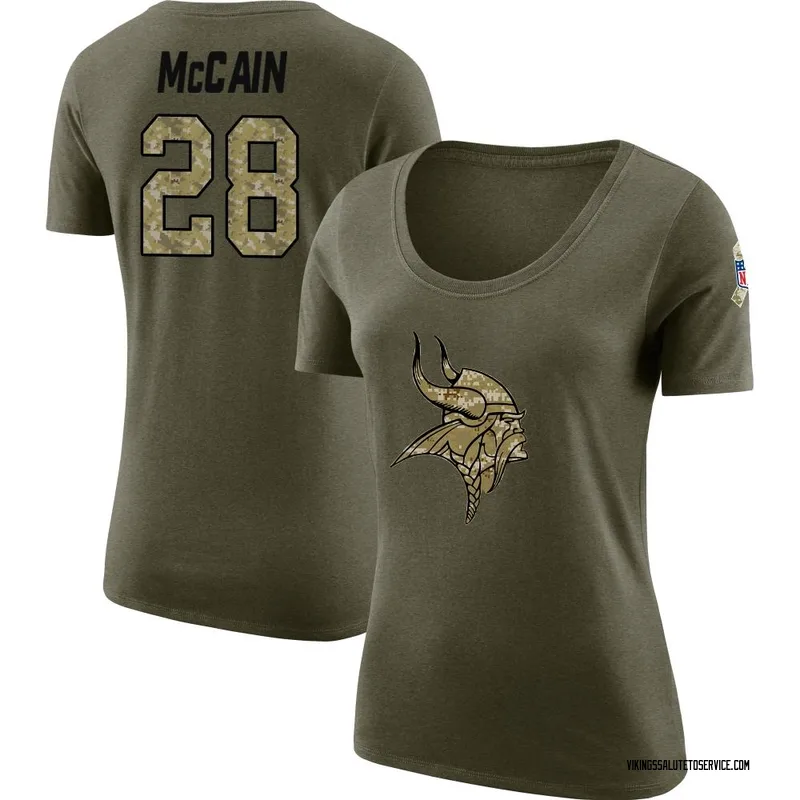 Women's Bobby McCain Minnesota Vikings Legend Olive Salute to Service Scoop Neck T-Shirt