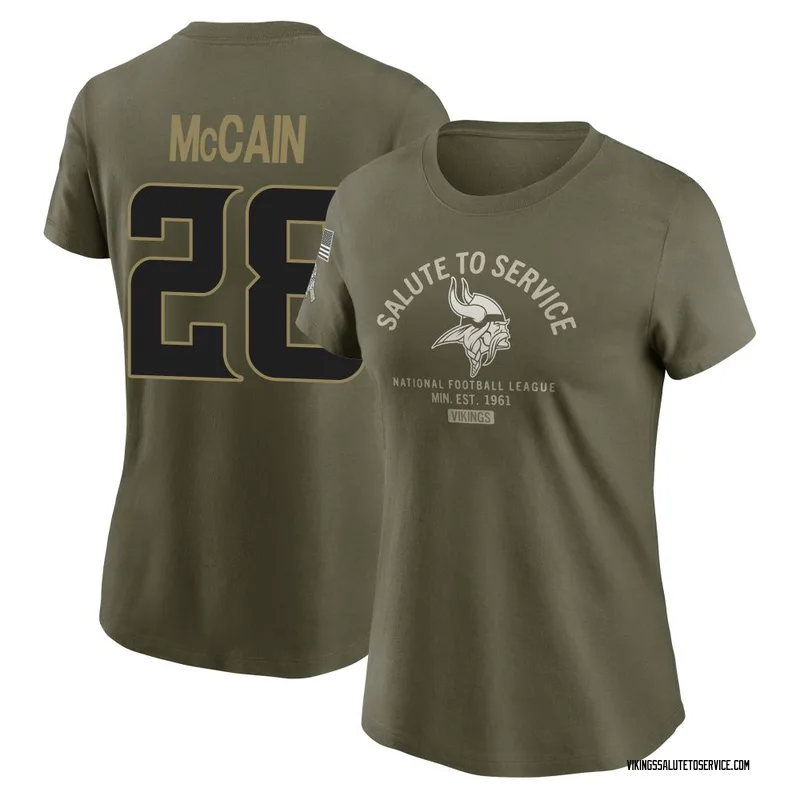 Women's Bobby McCain Minnesota Vikings Olive 2025 Salute to Service Sideline T-Shirt