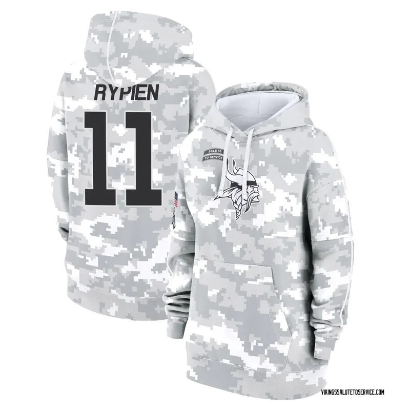 Women's Brett Rypien Minnesota Vikings Camo Arctic 2024 Salute to Service Club Fleece Pullover Hoodie