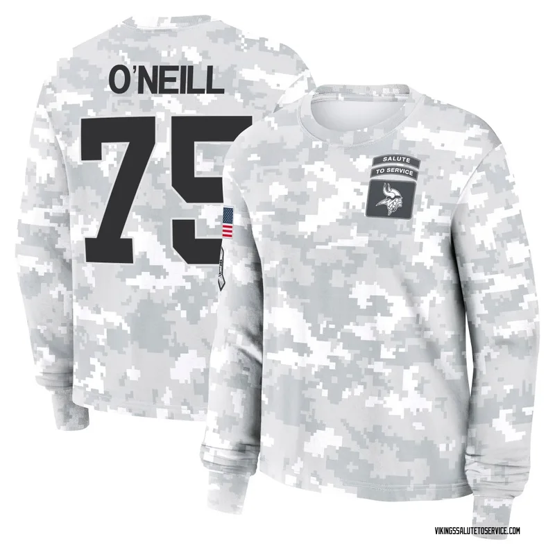 Women's Brian O'Neill Minnesota Vikings Camo Arctic 2024 Salute to Service Long Sleeve T-Shirt