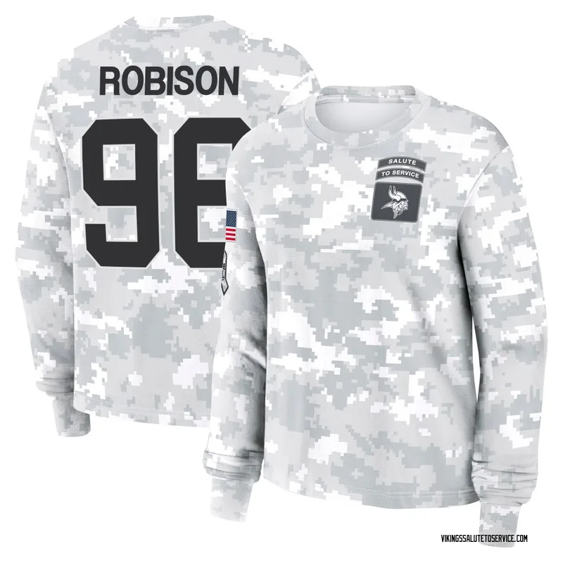 Women's Brian Robison Minnesota Vikings Camo Arctic 2024 Salute to Service Long Sleeve T-Shirt