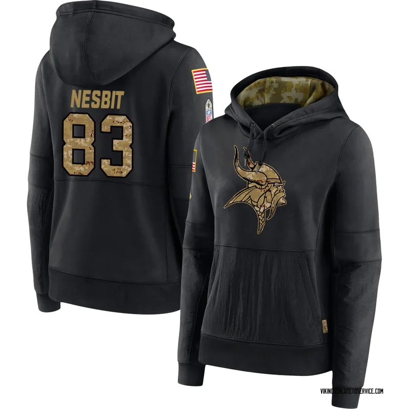 Women's Bryson Nesbit Minnesota Vikings Black 2020 Salute to Service Sideline Performance Pullover Hoodie