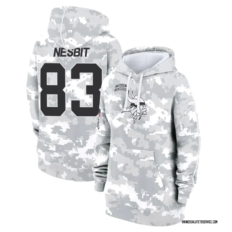 Women's Bryson Nesbit Minnesota Vikings Camo Arctic 2024 Salute to Service Club Fleece Pullover Hoodie