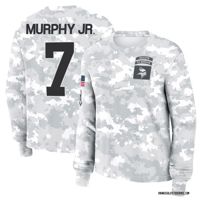 Women's Byron Murphy Jr. Minnesota Vikings Camo Arctic 2024 Salute to Service Long Sleeve T-Shirt