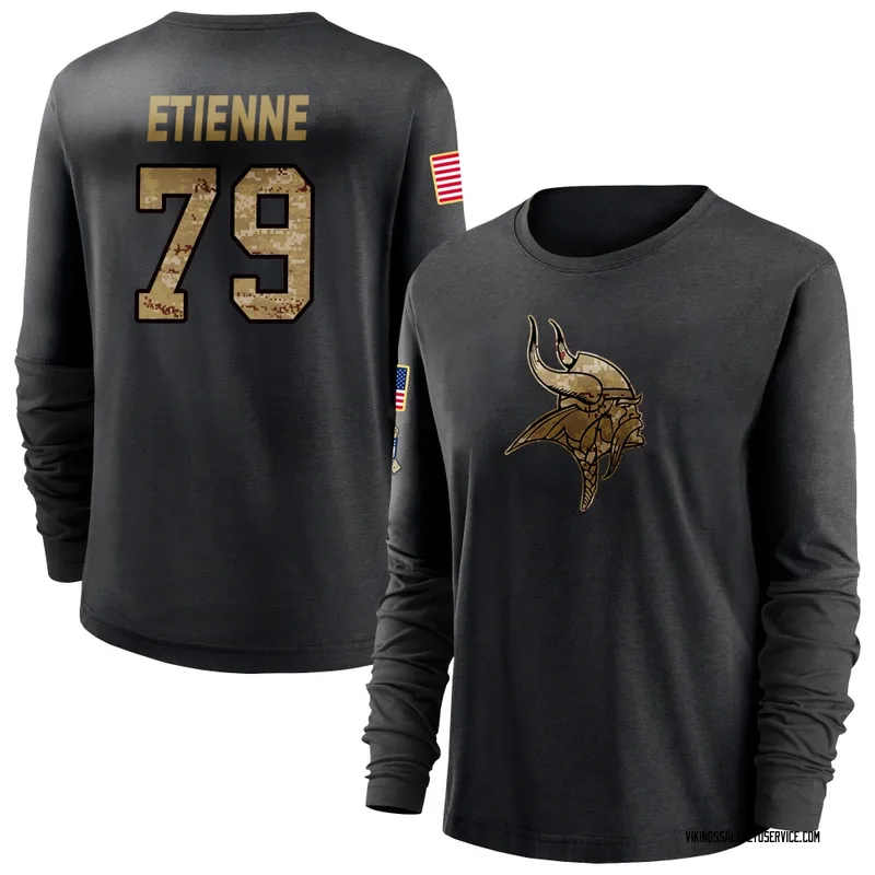 Women's Caleb Etienne Minnesota Vikings Black 2020 Salute To Service Sideline Performance Long Sleeve T-Shirt