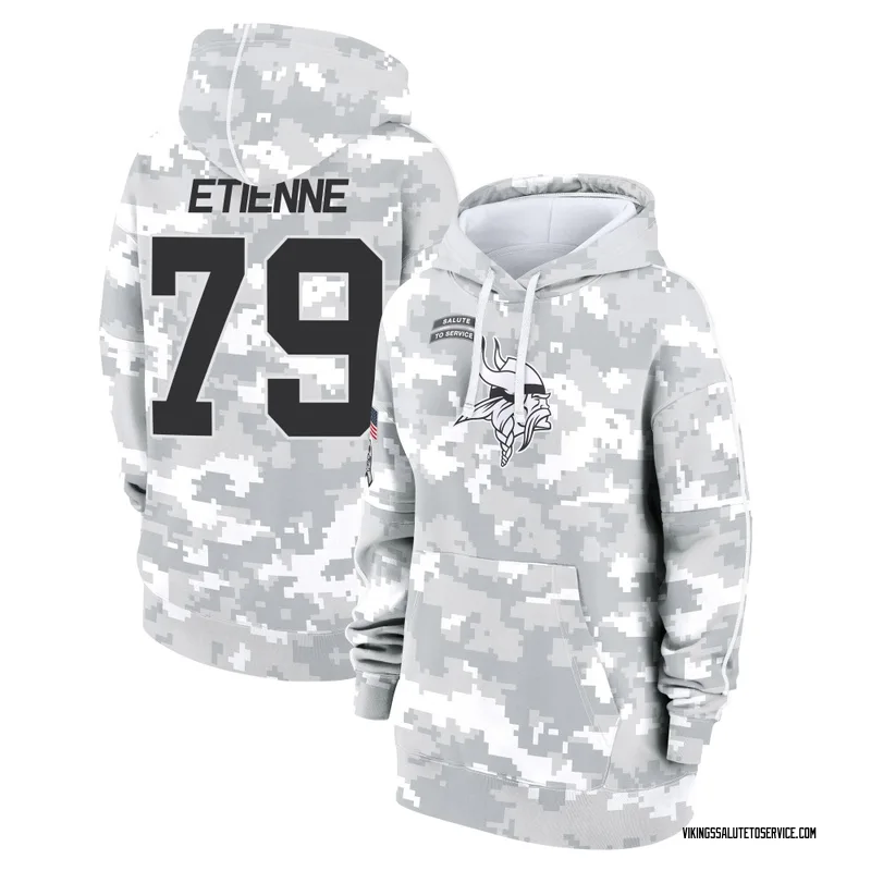 Women's Caleb Etienne Minnesota Vikings Camo Arctic 2024 Salute to Service Club Fleece Pullover Hoodie