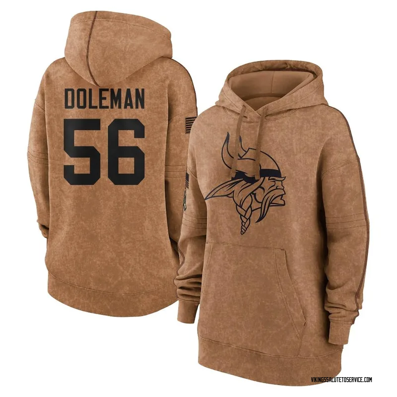 Women's Chris Doleman Minnesota Vikings Brown 2023 Salute To Service Pullover Hoodie
