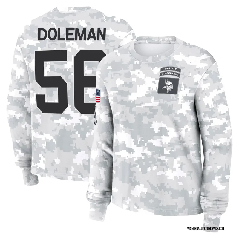 Women's Chris Doleman Minnesota Vikings Camo Arctic 2024 Salute to Service Long Sleeve T-Shirt