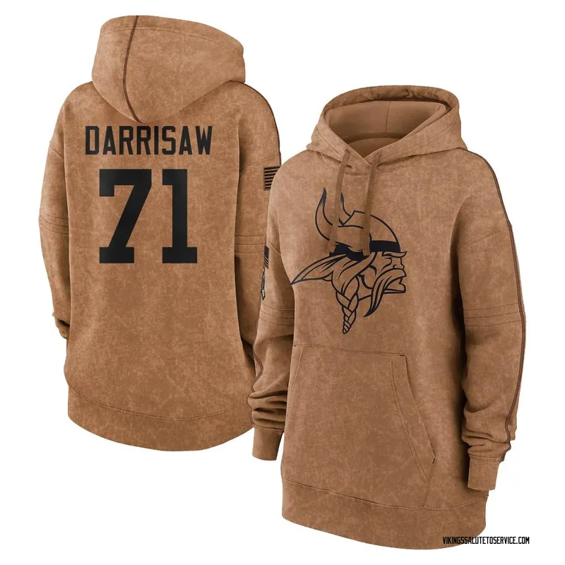 Women's Christian Darrisaw Minnesota Vikings Brown 2023 Salute To Service Pullover Hoodie