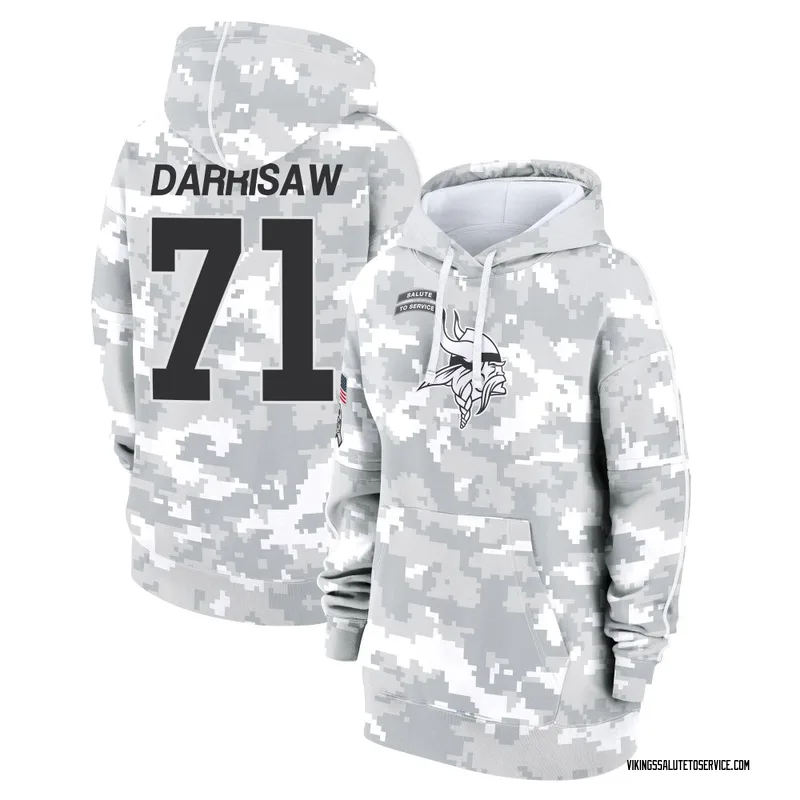 Women's Christian Darrisaw Minnesota Vikings Camo Arctic 2024 Salute to Service Club Fleece Pullover Hoodie